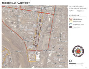Map of Barelas's MainStreet district boundaries