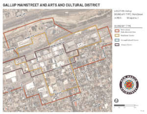 Map of Gallup's MainStreet district boundaries