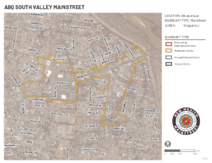 Map of the South Valley's MainStreet district boundaries