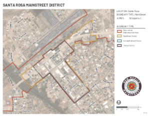 Map of Santa Rosa's MainStreet district boundaries