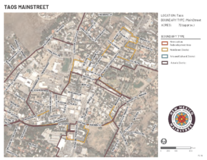 Map of Taos's MainStreet district boundaries