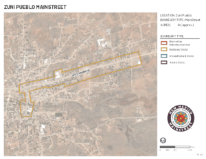 Map of Zuni's MainStreet district boundaries