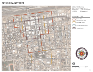 Map of Deming's MainStreet district boundaries